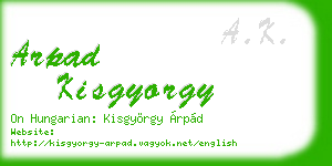 arpad kisgyorgy business card