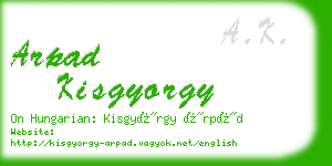 arpad kisgyorgy business card